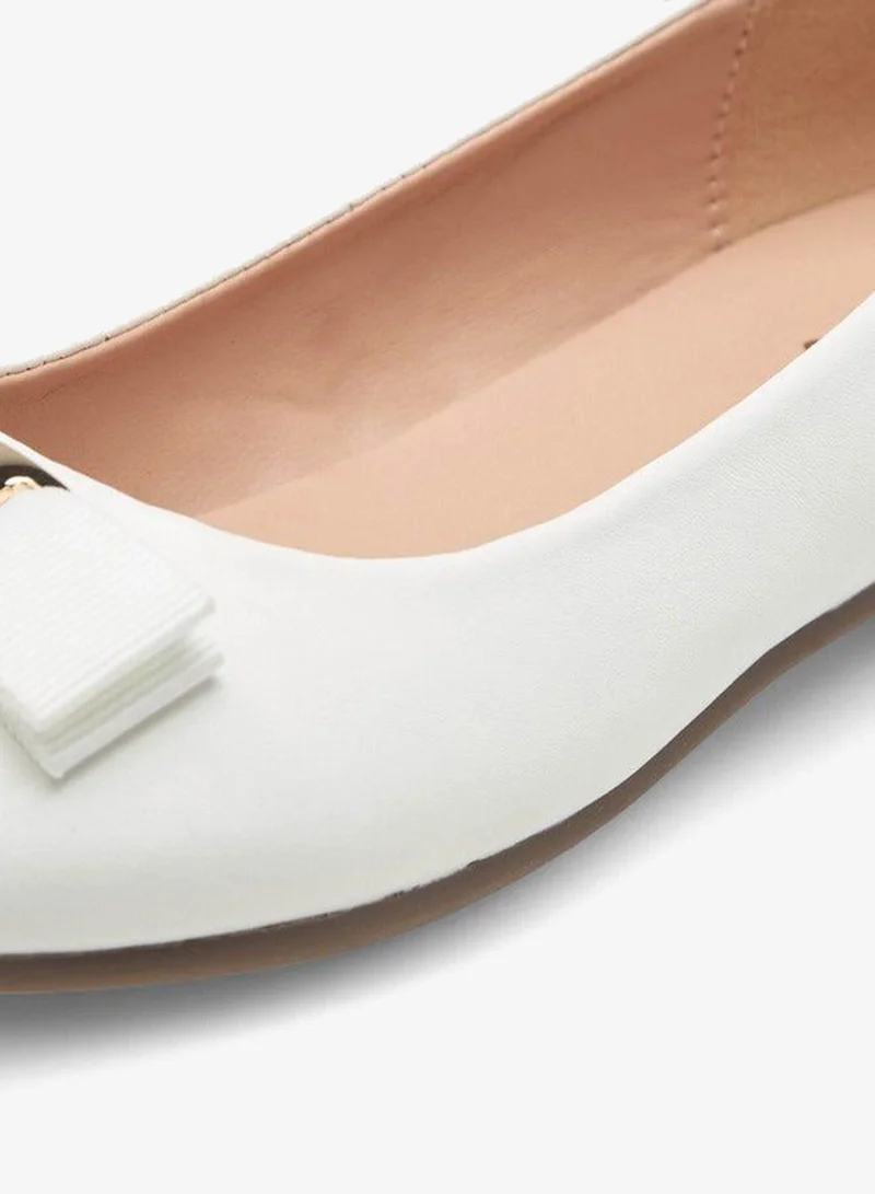 Little Missy WHITE Bow Accent Slip-On Ballerina Shoes for Women | Best Price UAE