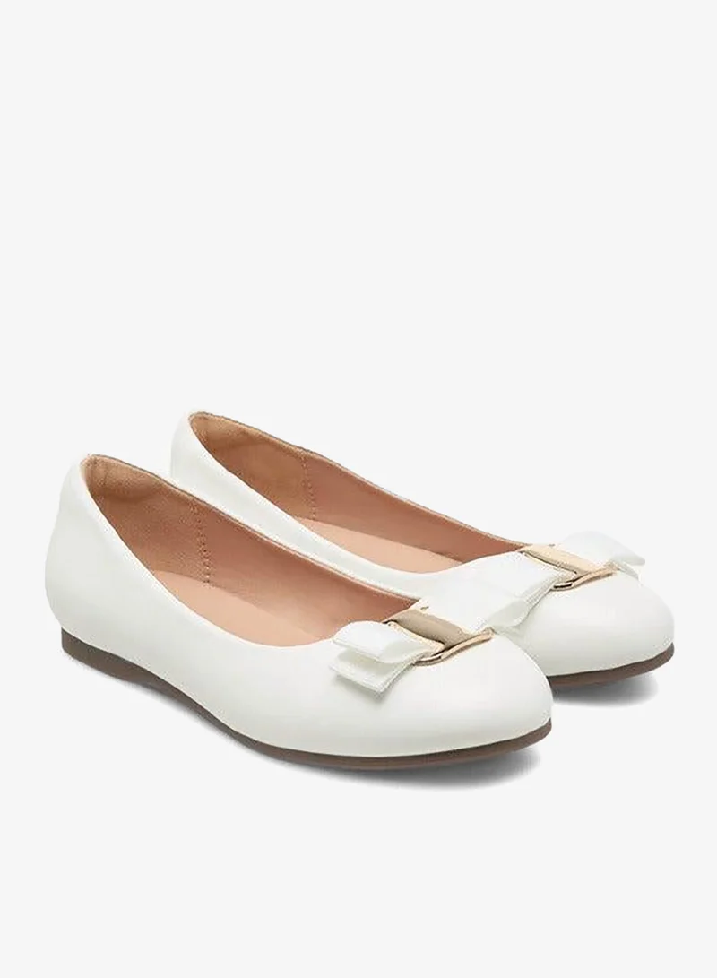 Little Missy WHITE Bow Accent Slip-On Ballerina Shoes for Women | Best Price UAE