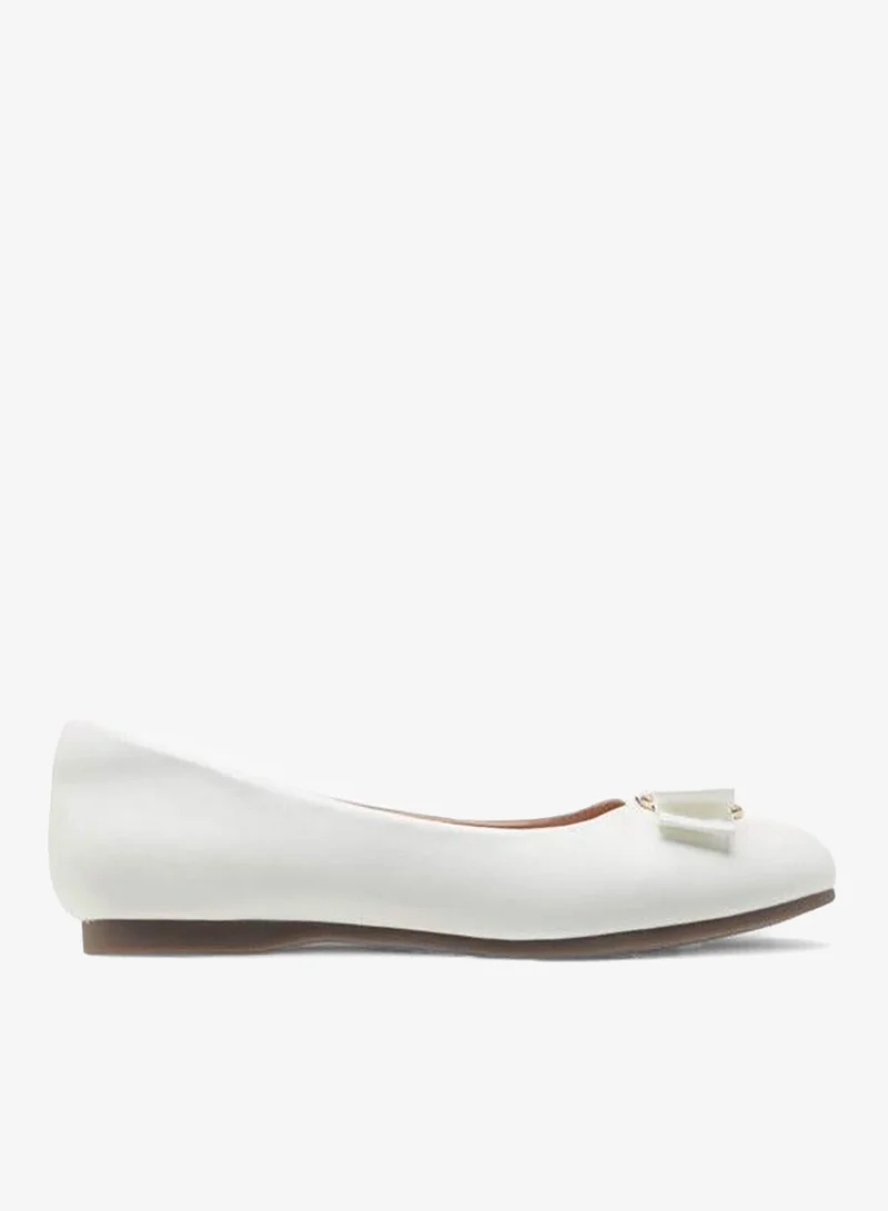 Little Missy WHITE Bow Accent Slip-On Ballerina Shoes for Women | Best Price UAE