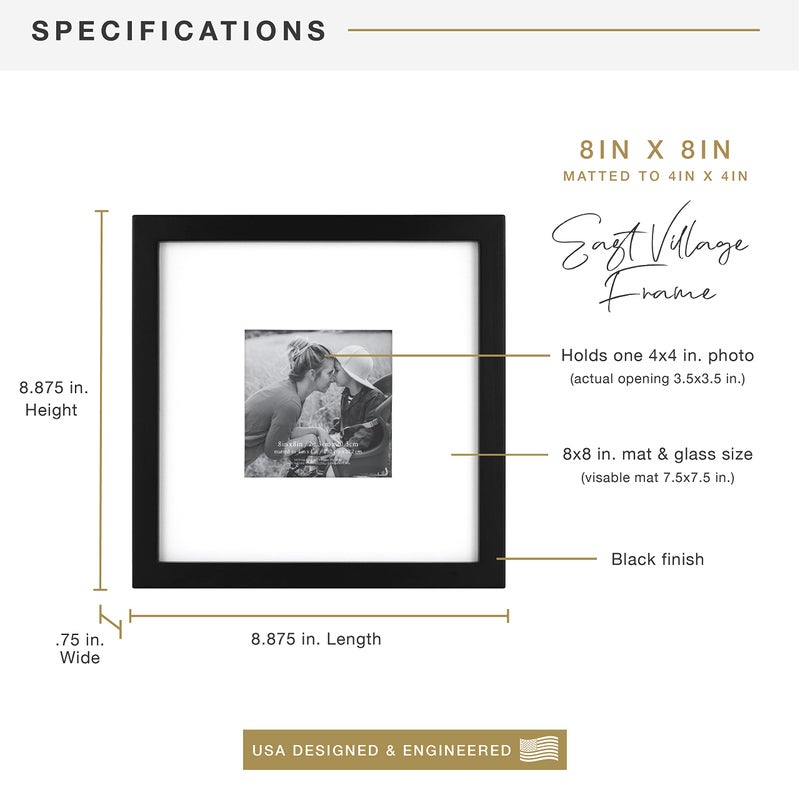 MCS East Village Frame  Black  8 x 8 in matted to 4 x 4 in  Single - Image 3