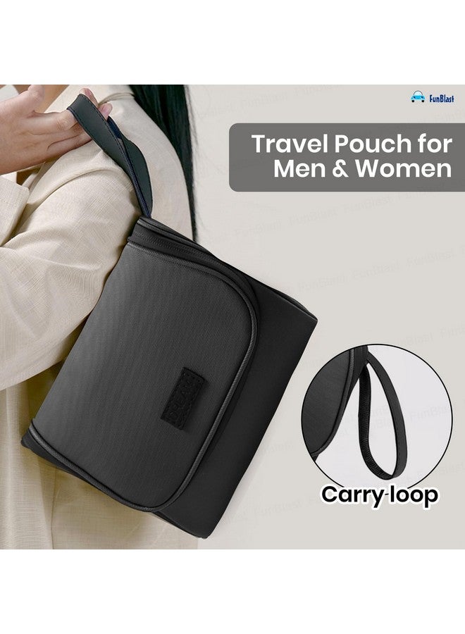 FunBlast Multipurpose Hanging Toiletry Bag with Hook, Large Capacity Travel Pouch for Unisex, Travel Organizer for Toiletries, Portable Vanity Bag & Cosmetic Bag (Black) - Image 5