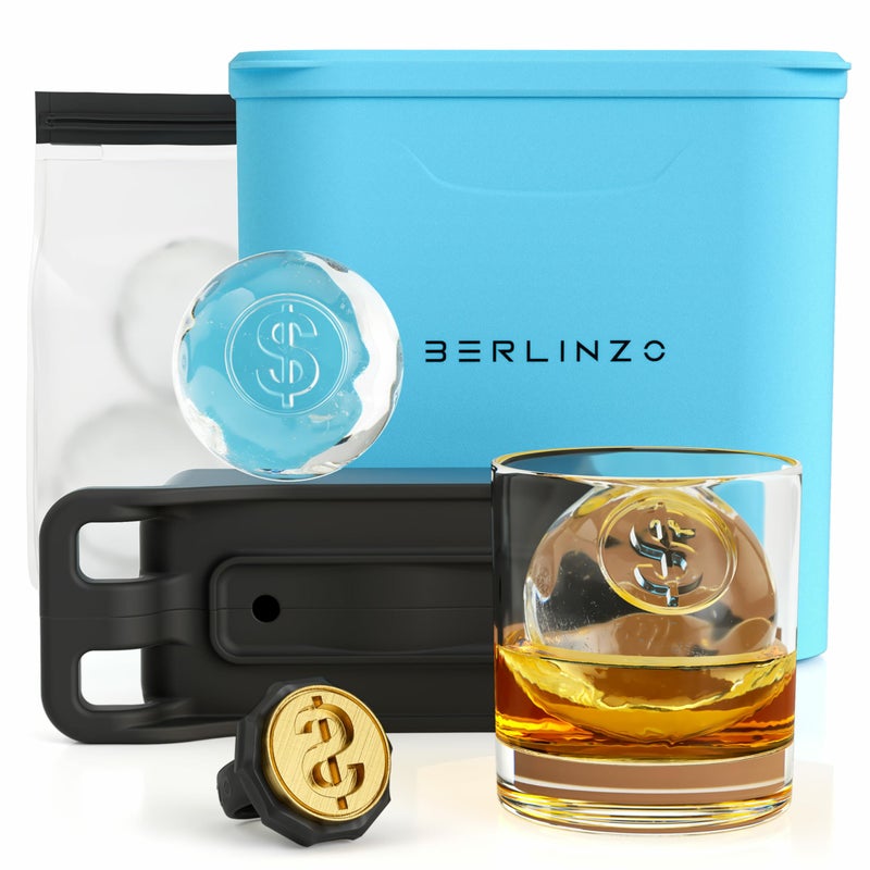 Berlinzo Premium Clear Ice Ball Maker [2024 Upgraded] - Large 2.4-inch Crystal Clear Ice Balls for Whiskey Cocktail-New Easy-to-Remove Ice Sphere Mold - Storage Bag & Ice Stamp Ring Included, Tiffany - Image 1