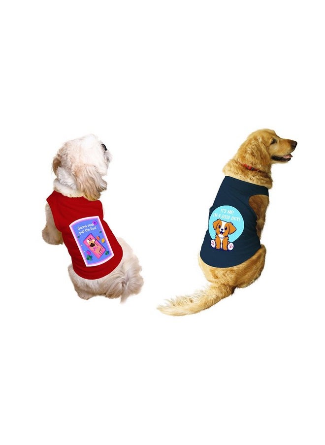 rusepin Set Of 2 Gonna Soak Pup The Sun & I M A Good Boy Printed Dog Tank Round Neck Sleeveless Vest T-Shirt/Tees Apparel/Clothes/Combo Tees Gift For Dogs(Red & Navy/Xxl (Saint Bernard, Great Dane Etc.)  - Image 1