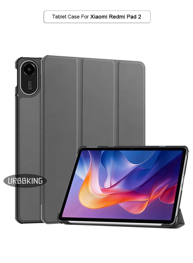 يوارب كينج Xiaomi Redmi Pad 2 فائقة رقيقة الدعامة صلبة غطاء حماية ذكي ، تلقائيًا للاستيقاظ / النوم رمادي - Image 1
