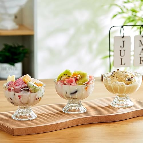 CHPINDAM Vintage Glass Dessert Bowls, Ice Cream cups, 5oz Dessert cups, for Sundae, Fruit, Ice Cream, Pudding, small snacks,Condiment (6) - Image 4