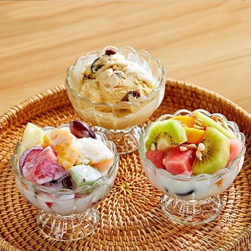 CHPINDAM Vintage Glass Dessert Bowls, Ice Cream cups, 5oz Dessert cups, for Sundae, Fruit, Ice Cream, Pudding, small snacks,Condiment (6) - Image 5