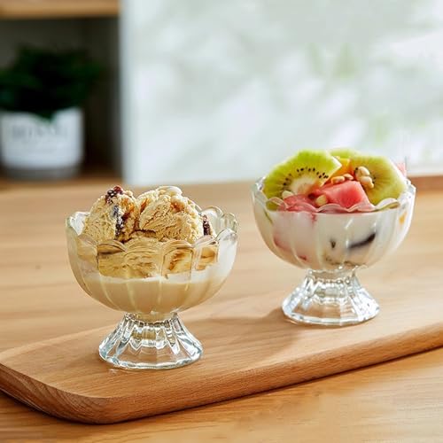 CHPINDAM Vintage Glass Dessert Bowls, Ice Cream cups, 5oz Dessert cups, for Sundae, Fruit, Ice Cream, Pudding, small snacks,Condiment (6) - Image 3