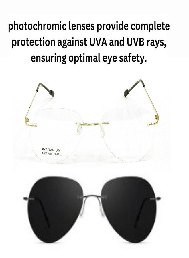 ريديكس نظارات ريدكس أفياتور فوتوكرومية بدون إطار، عدسات كمبيوتر زرقاء مضادة للوهج تحجب الأشعة الضارة (ذهبي) - Image 4