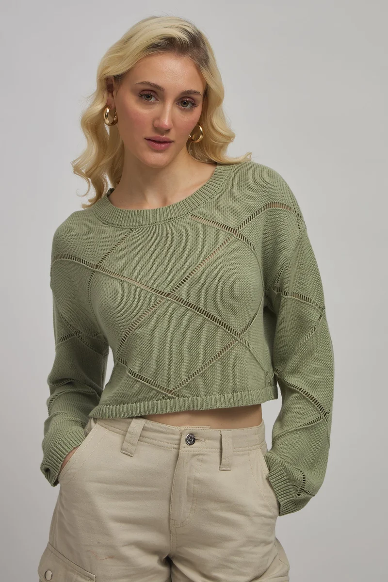 Virgio VIRGIO 100% Cotton Knit Full Sleeve Crop Top
