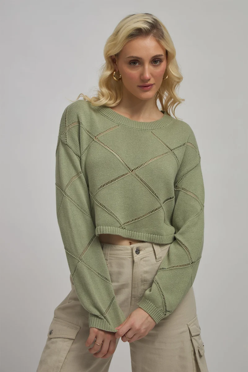 Virgio VIRGIO 100% Cotton Knit Full Sleeve Crop Top