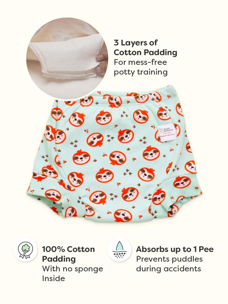 superbottoms Padded Underwear™ | for Potty Training & Mess-Free Diaper-Free time | Prevents Pee Puddles | 3 Layers of Premium Cotton Padding (No Sponge) | (Jungle Jam, Size: 0, Pack of 3) - Image 2
