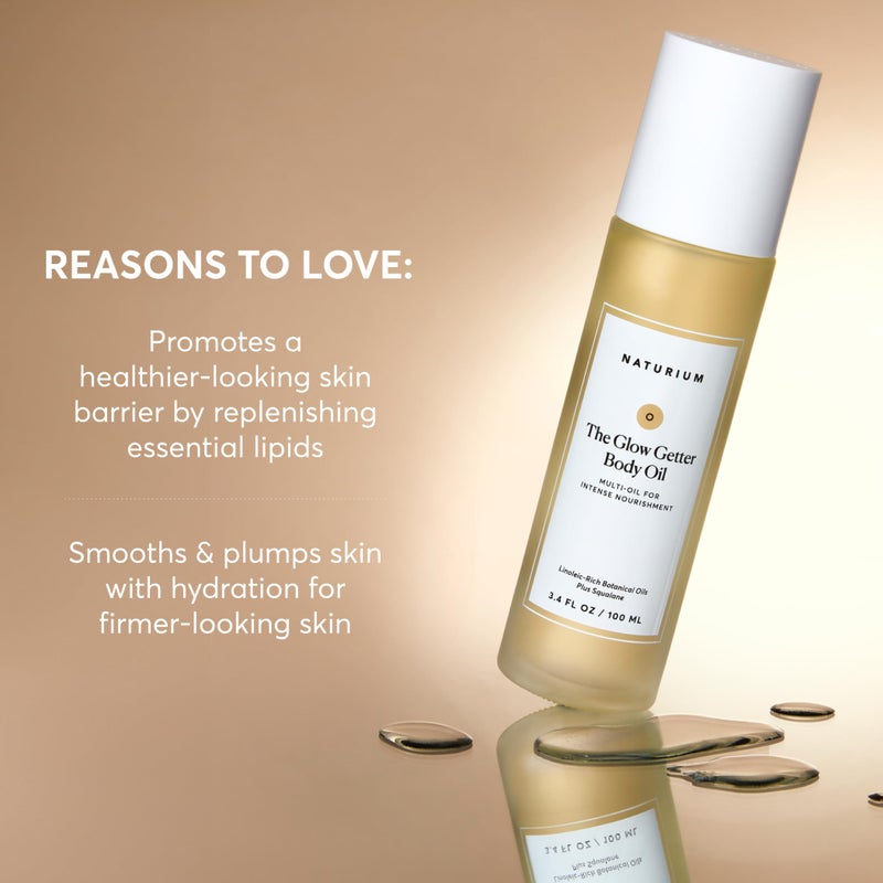 NATURIUM زيت الجسم ناتوريوم ذا جلو غيتر، زيت متعدد للتغذية المكثفة، تركيبة مرطبة ومغذية، نباتي وخالي من القسوة، 3.4 أونصة - Image 4