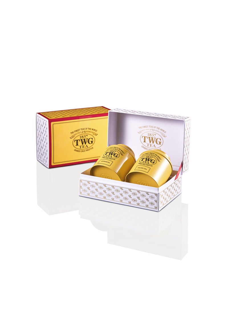 تي دبليو جاي تي طقم شاي أنيق في علبة هدايا كلاسيكية - شاي سايتشو، شاي جينمايتشا (2 × 150 غرام) - Image 1