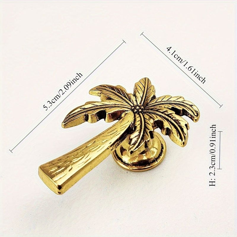 Black Metal Palm Tree Drawer Handles 4pcs With Screws - Image 2