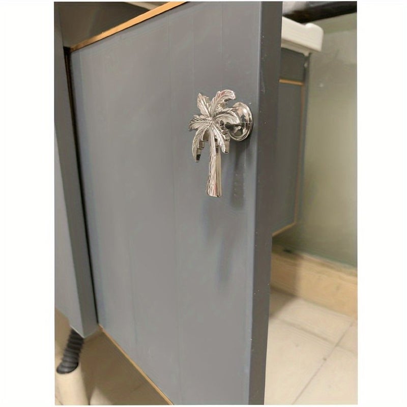 Black Metal Palm Tree Drawer Handles 4pcs With Screws - Image 5