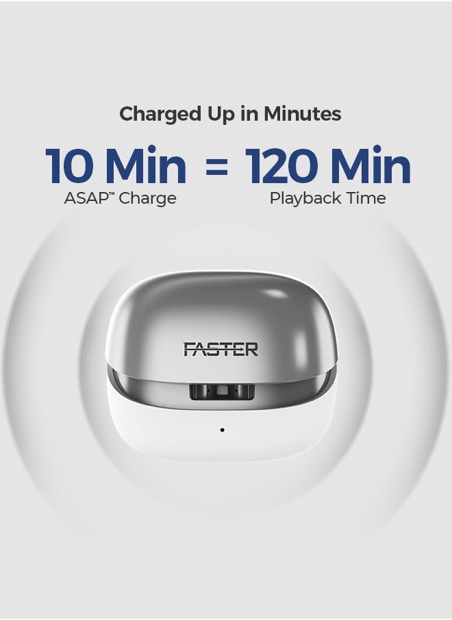 Faster - Valor Wireless Earbuds with Active Noise Cancellation (ANC) - 36 Hours Playtime with Bluetooth 5.3 - HiFi Stereo Sound Airpods - Gaming Bluetooth Earphones with Ultra-Low Latency - Deep Bass, IPX4 Water Resistant - For Exercise, Gym - Compatible with iPhone & Android (Silver) - Image 1
