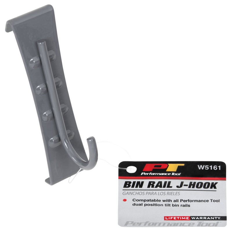 Performance Tool W5161 J-Shaped Hooks for Flexible Storage and Organization on Bin Rails or Tilt Bins - Perfect for Coats, Bags and Loops - Image 2