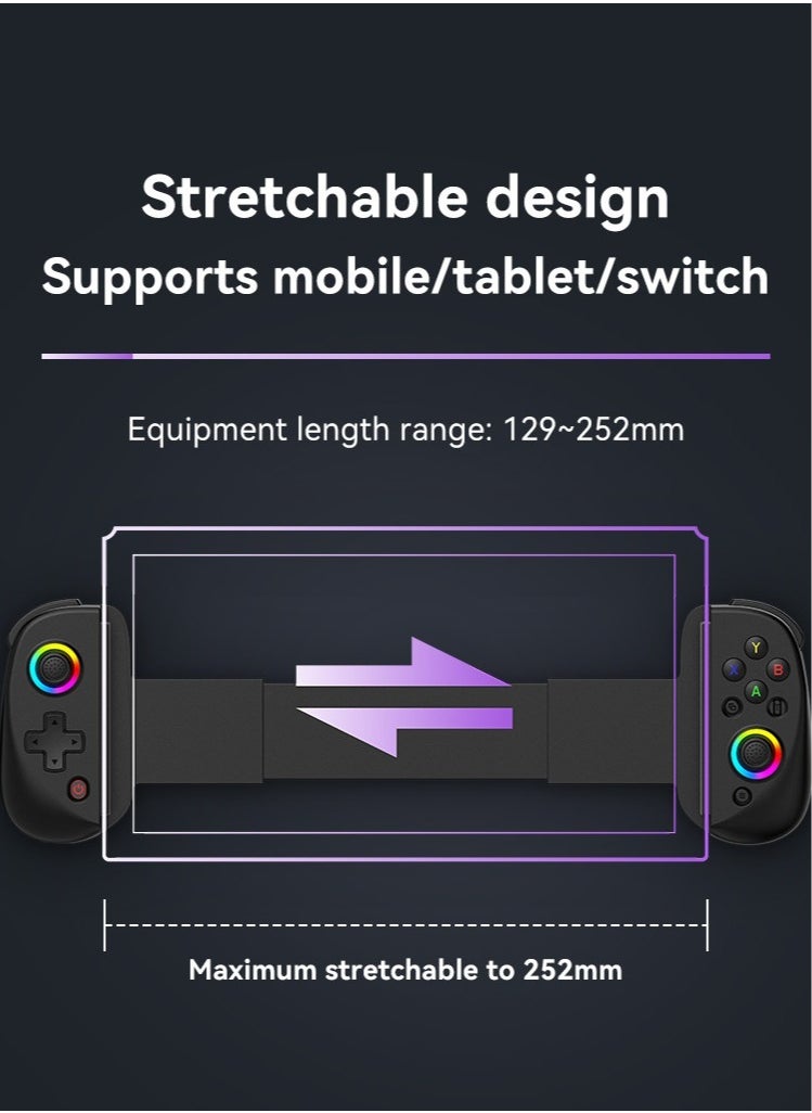 Generic - D8 Mobile Gaming Controller for iPhone/Android/PC/Nintendo Switch/PS4, Cloud Games, with Hall Effect Joystick, 6 Axis Gyro (Grey) - Image 1