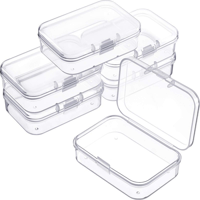 Jetec 6 Pieces Mini Plastic Clear Beads Storage Containers Box for Collecting Small Items, Beads, Jewelry, Business Cards, Game Pieces, Crafts (2.5 x 1.7 x 0.8 Inch) - Image 1