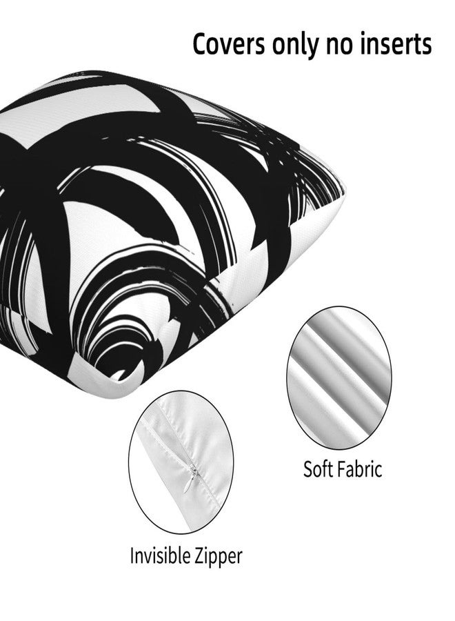 Lcokin Black and White Striped Throw Pillow Covers 18x18 in Set of 2, Decorative Abstract Art Boho Line Outdoor Pillow Case Square Cushion Covers for Farmhouse Sofa Bed Couch Living Room - Image 4