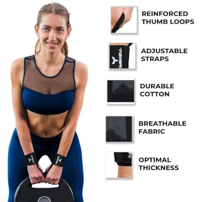 YAGHZU Wrist Wraps Weightlifting - Premium Quality Wrist Straps For Weightlifting,18 Inch Weight Lifting Wrist Wraps, Heavy Duty Gym Wrist Wraps With Thumb Loop, Adjustable Wrist Support Wrist Strap - Image 4