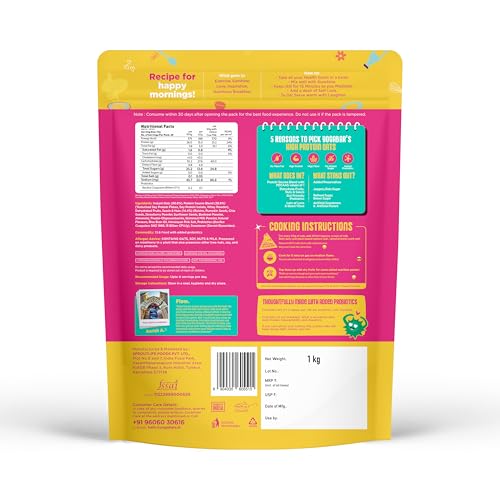 Yogabar 26g High Protein Oats 1kg x 2, Fruits Nuts & Seeds - Breakfast Cereal with Wholegrains, 26% Protein & No added sugar - Oats High Protein for Gym - Premium Protein Blend with Whey Protein Powder - with Goodness of Chia, Sunflower & Pumpkin Seeds & Probiotics for Absorption - Image 2