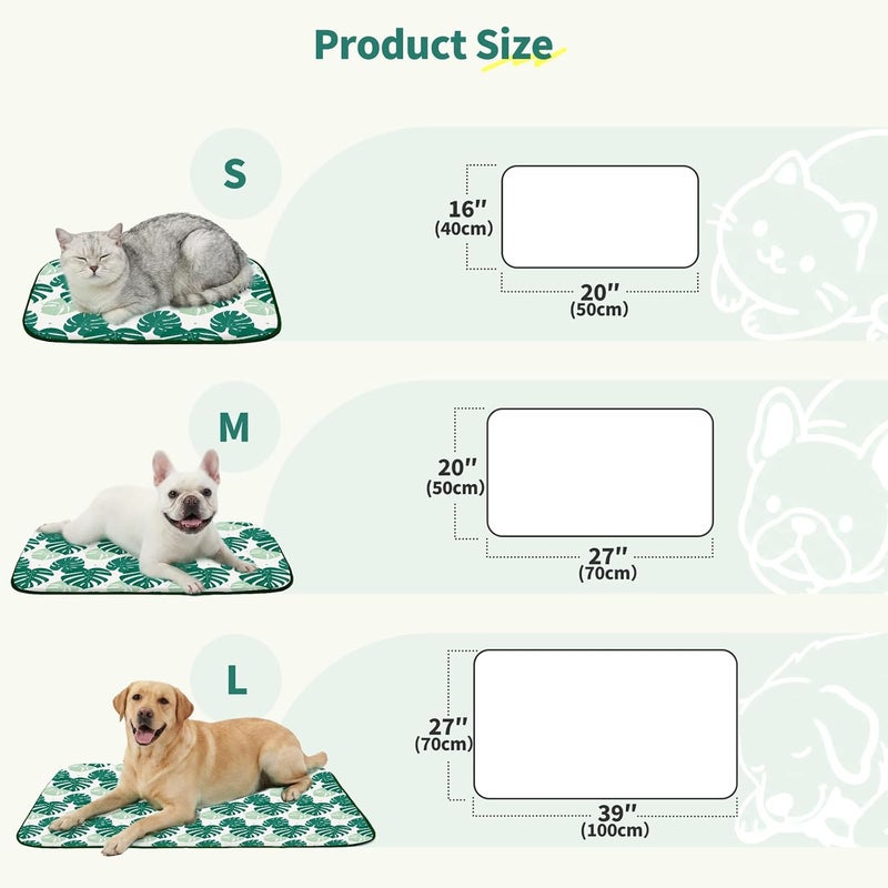 NWK Pet Cooling Mat - Ice Silk Cooling Mat for Dogs & Cats Portable & Washable Pet Blanket, Car Seats, Beds for Summer (Green Leaf, Small (50cm x 40cm x 0.75cm)) - Image 3