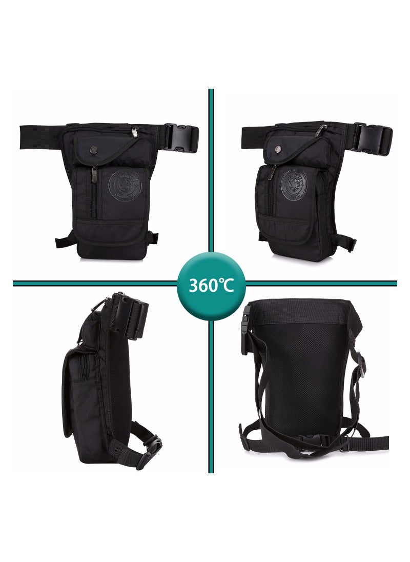 KASTWAVE - Drop Leg Bag for Men, Motorcycle Bike Thigh Bag Large Capacity Tactical Crossbody Backpack, Multi-pocket Waist Bags for Camping Hiking Cycling Riding Climbing, Black - Image 1