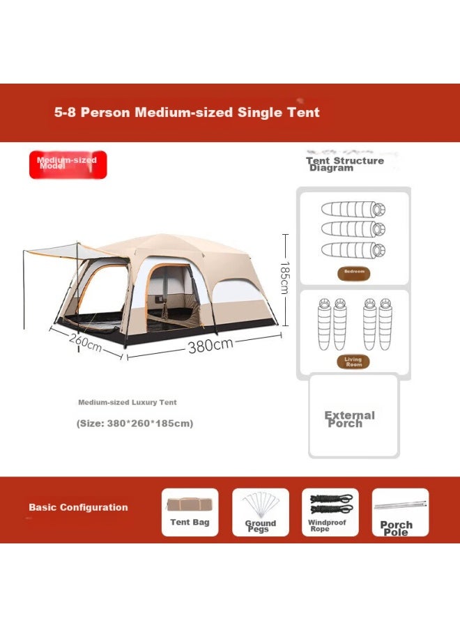 Beijilang Tent, Outdoor Family Camping, Portable, Sun-proof, Rain-proof, Multi-person, Large Space, Camping, Double-layer, Two-room, One-living Room, Cloud Gray - Image 1