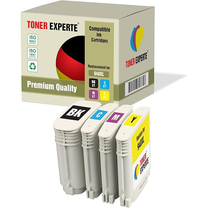TONER EXPERTE Set of 4 XL  Compatible with 940XL 940 XL Premium Ink Cartridges for Officejet Pro 8000, 8000 Wireless, 8500, 8500 Wireless, 8500A, 8500A Plus (Black, Cyan, Magenta, Yellow)