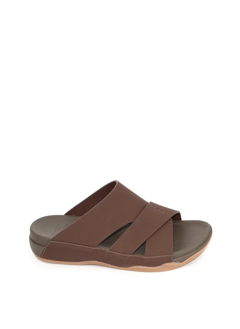 Geoomnii Traditional Arabic Sandals for Men – Comfortable Leather Slip-On Design – Perfect for Everyday Wear & Occasions-Olive