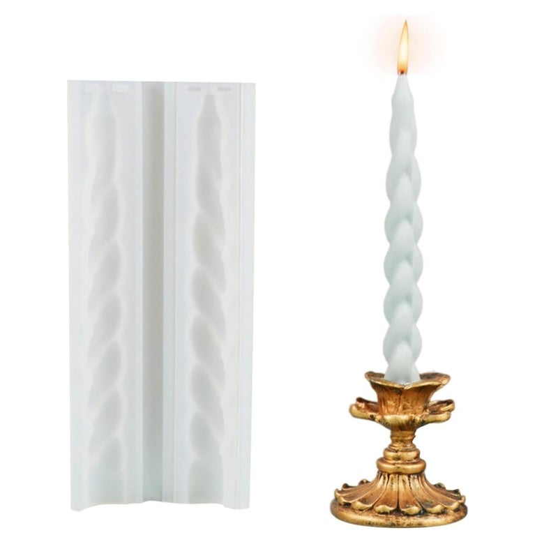 Shoppeecity Candle Stick Mold I 3D Spiral Long Cylinder Silicone Epoxy Mould I Tall Taper Cylindrical Candle Mold Pillar for DIY Handmade Ornament Cake Dcor Aromatherapy Soap Soy Wax Resin Art Craft Making Home Decoration C - Image 1
