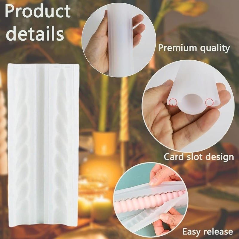 Shoppeecity Candle Stick Mold I 3D Spiral Long Cylinder Silicone Epoxy Mould I Tall Taper Cylindrical Candle Mold Pillar for DIY Handmade Ornament Cake Dcor Aromatherapy Soap Soy Wax Resin Art Craft Making Home Decoration C - Image 3