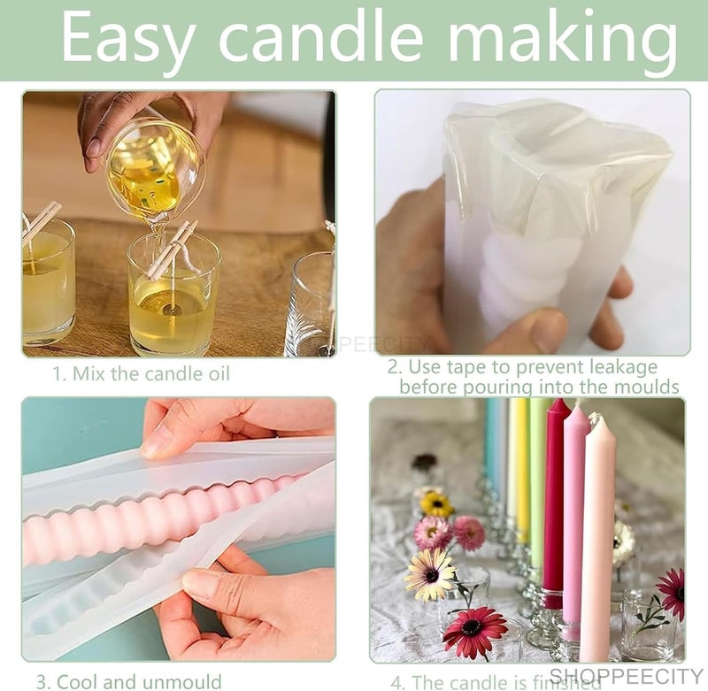 Shoppeecity Candle Stick Mold I 3D Spiral Long Cylinder Silicone Epoxy Mould I Tall Taper Cylindrical Candle Mold Pillar for DIY Handmade Ornament Cake Dcor Aromatherapy Soap Soy Wax Resin Art Craft Making Home Decoration C - Image 5