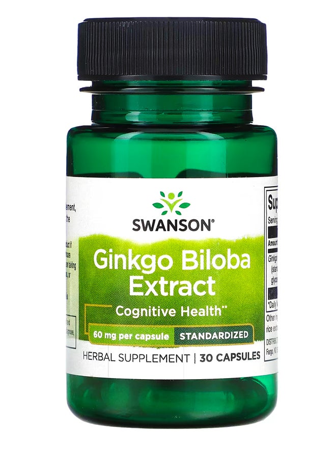 SWANSON Ginkgo Biloba Extract Standardized 60 mg 30 Capsules