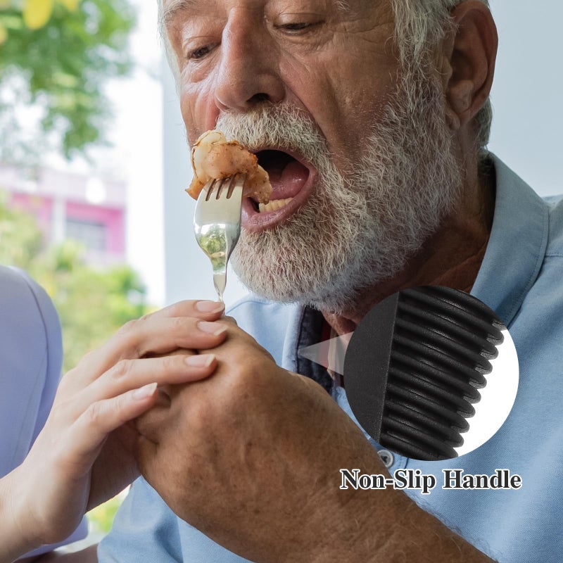 Adaptive Utensils for Elderly and Handicapped Heavy Stainless Steel Spoon Black Handle 7.87 Inch - Image 4