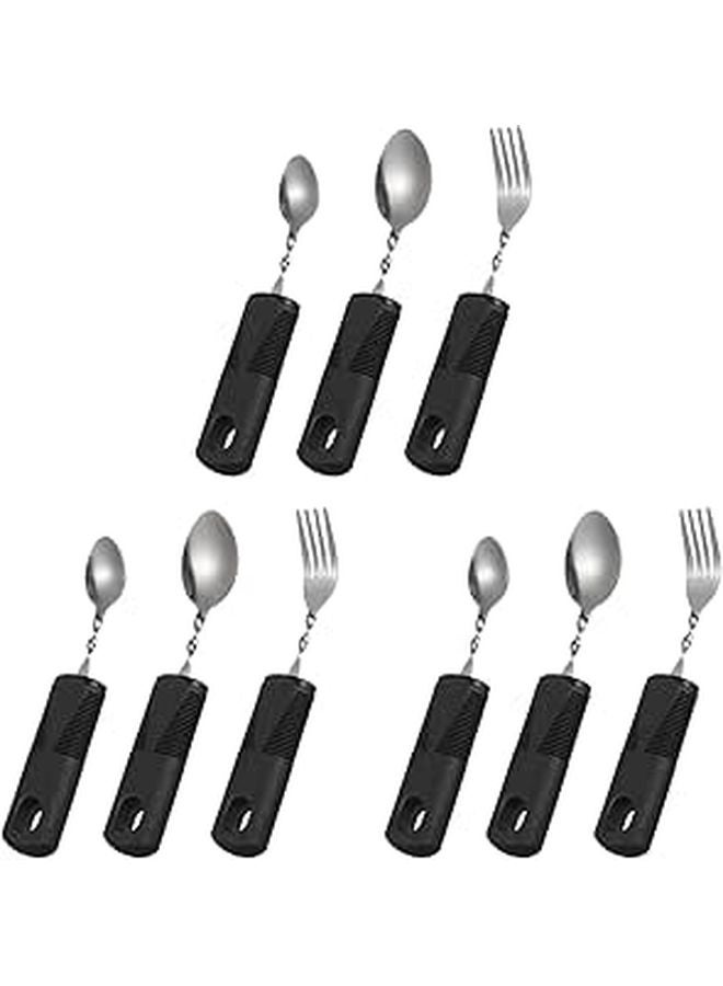 Adaptive Utensils for Elderly and Handicapped Heavy Stainless Steel Spoon Black Handle 7.87 Inch - Image 1