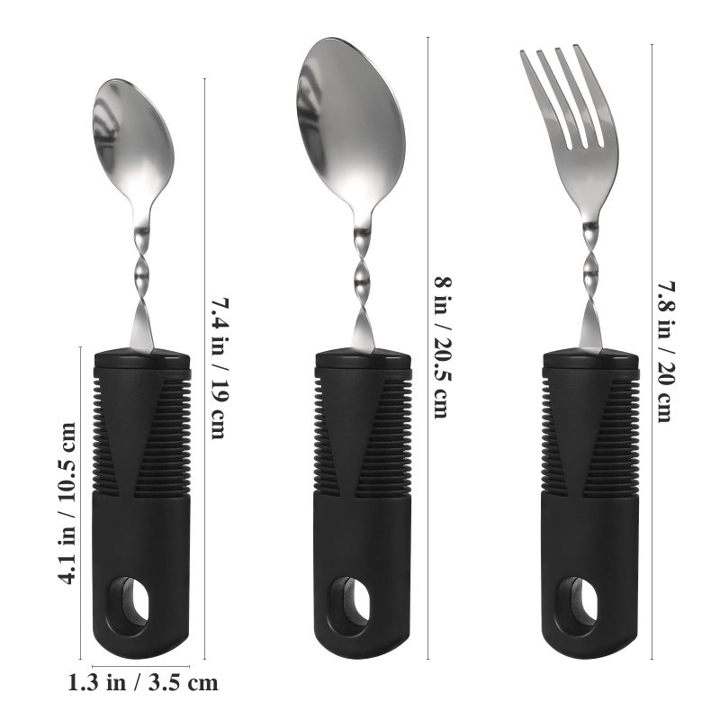 Adaptive Utensils for Elderly and Handicapped Heavy Stainless Steel Spoon Black Handle 7.87 Inch - Image 3