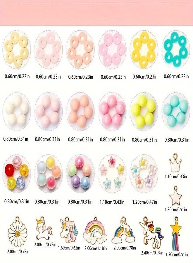 Brijex Plastic Beads for Kids Crafts Children's Jewelry Making Kit DIY Bracelets Necklace Hairband and Rings Craft Kits Birthday for 4, 5, 6, 7-Year-Old Little Girls (Unicorn), Multicolor - Image 5