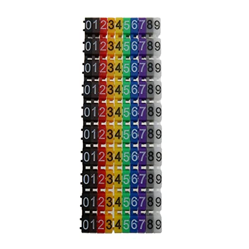 MEETOOT علامة C-Type MEETOOT 1 مجموعة 6SQMM ملصق رقم ملون للأسلاك 6-10 مم، علامات كابلات 0-9 لكابلات RJ45 Cat6 و Cat5E، كابلات RG TV، KN-60 - Image 3