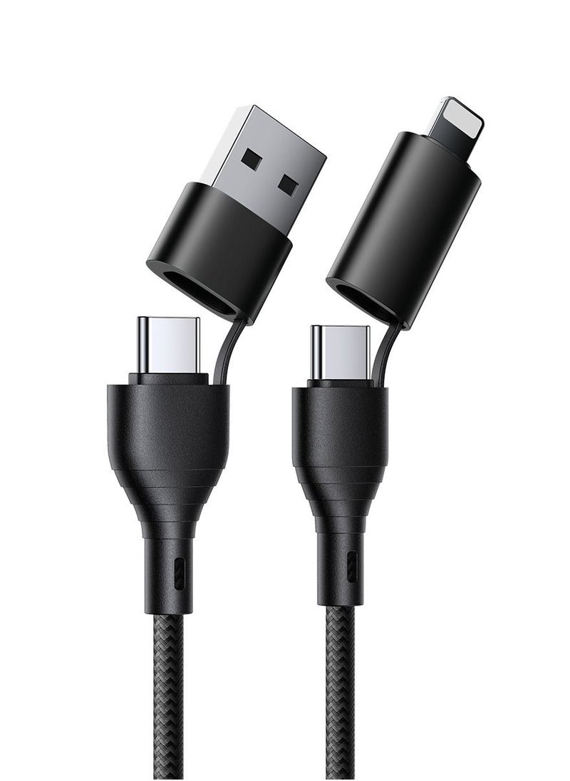 IQ TOUCH - IQ TOUCH Nylon Braided Pd 1.0M 4In1 Cable 3A 480Mbps Transmission Rate, Black - Image 1