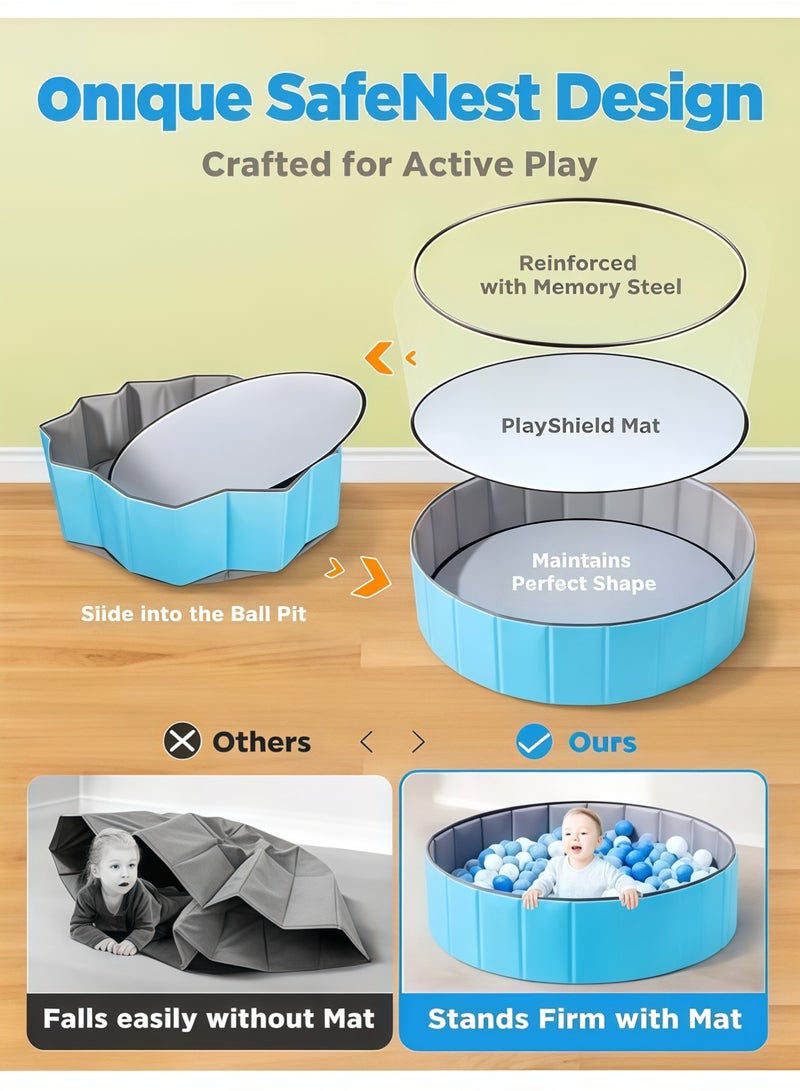 Baby Ball Pool Ball Pit for Toddlers Folding Portable Ball Pool Double Oxford Cloth Ball Pit Round Kids Ball Pit Indoor and Outdoor Game Kids Play Ball Pool Ideal Gift for Girls and Boys (NO Balls) - Image 4
