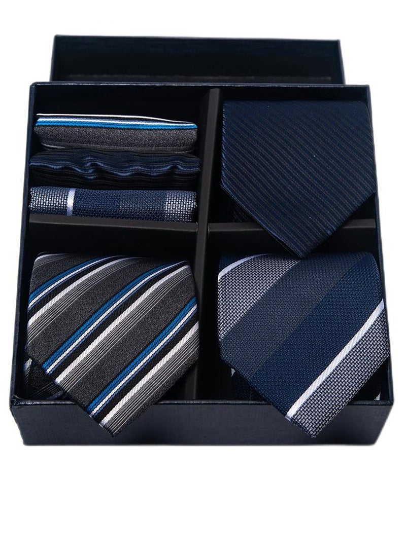 6pcs men's gift box set 3 ties 3 chest scarves fashion business tie square scarf set  - Image 1