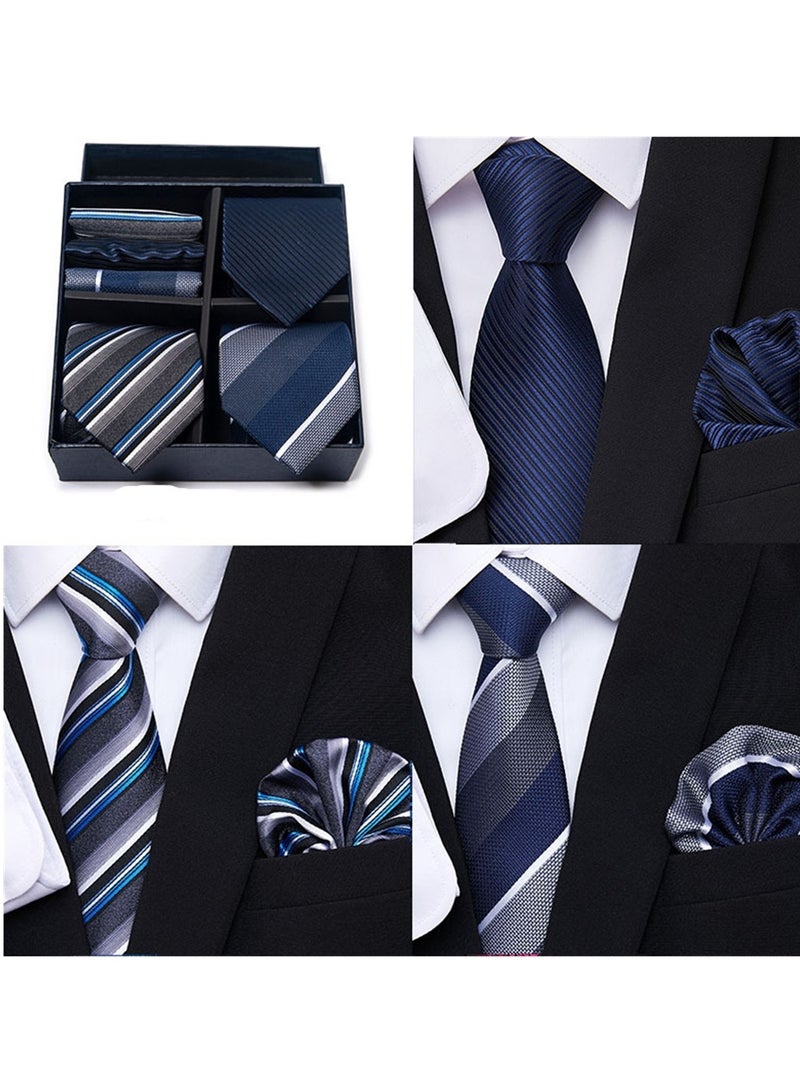 6pcs men's gift box set 3 ties 3 chest scarves fashion business tie square scarf set  - Image 2