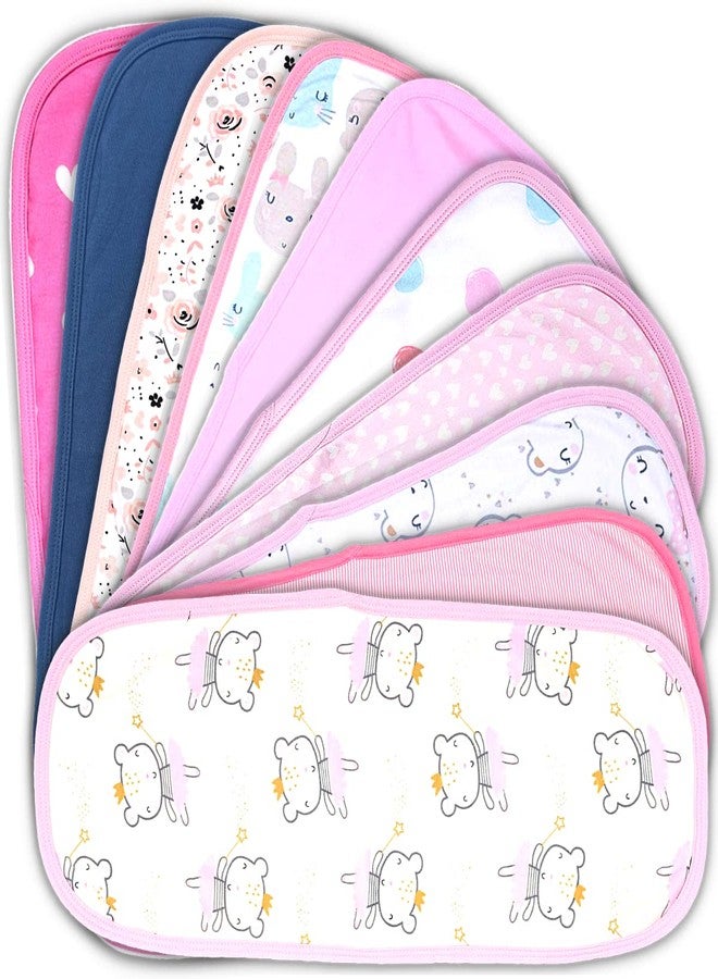 TuddyBuddy Baby Burp Cloth Towel Napkins 300 GSM, Large 17x6 Inches, Fine Double Layer 100% Cotton (10 Pcs Burp Towels - Girls, 50X20 Cms) - Image 1
