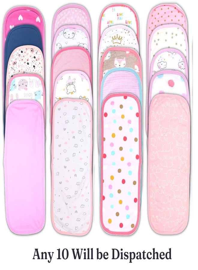 TuddyBuddy Baby Burp Cloth Towel Napkins 300 GSM, Large 17x6 Inches, Fine Double Layer 100% Cotton (10 Pcs Burp Towels - Girls, 50X20 Cms) - Image 3