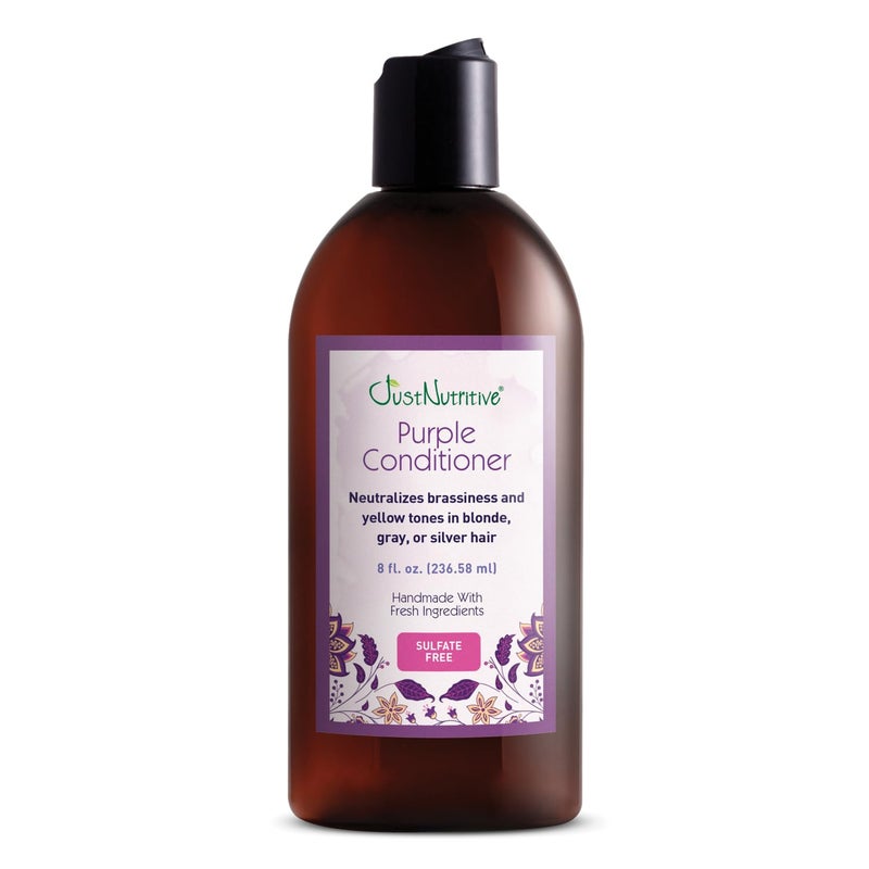 Just Nutritive Purple Conditioner for Blonde, Gray, White, Silver, and Bleached Hair - Eliminate Brassiness, Boost Shine, Repairs, Hydrates, Sulfate-Free, Paraben-Free, Gentle on Scalp, 8 oz. - Image 1