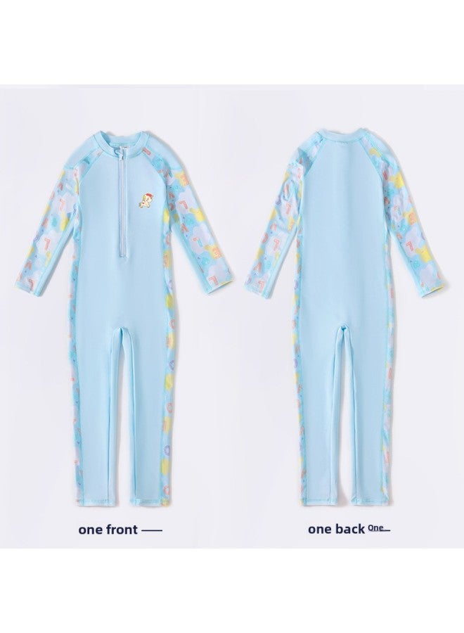 Loquat Children's Swimsuit Girls' Medium And Large Children's One-piece 2023 Little Princess Western Style Baby Long Sleeve Sun Protection Swimming Equipment-Color:Purple Trousers- - Image 5