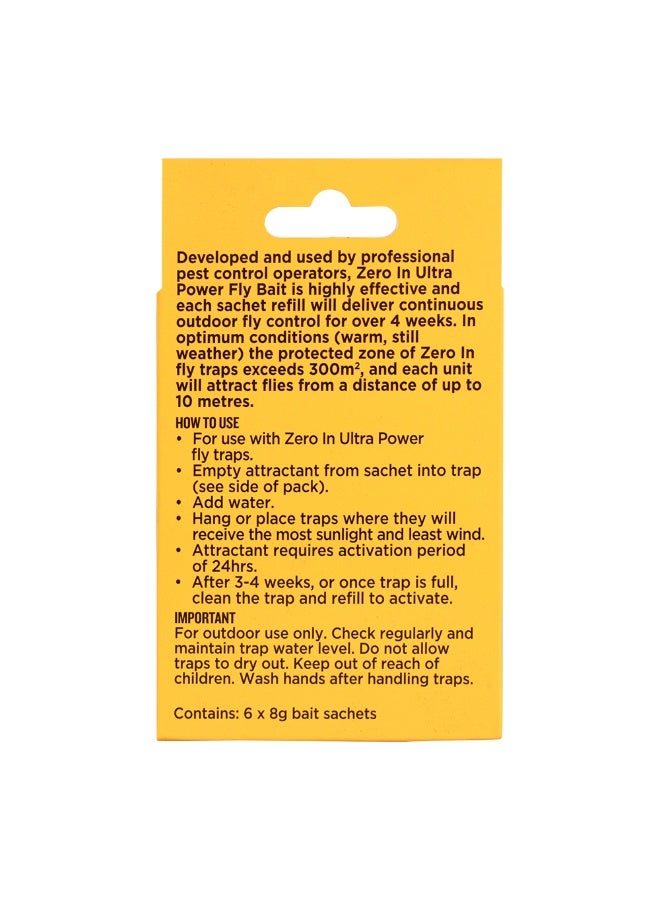 زيرو إن عبوة إعادة تعبئة طعم مصيدة الذباب الخارجية فائقة القوة، 6 أكياس × 8 غرام - Image 5