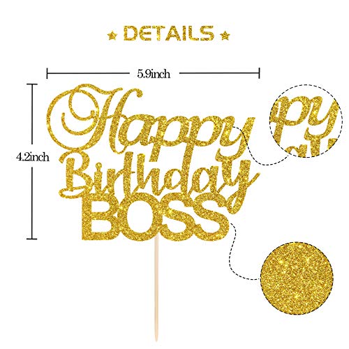 INNORU Happy Birthday Boss Cake Topper, Gold Glitter Baby Boy 1st Birthday,Happy Birthday for Men,Prince Birthday Party Decorations - Image 2